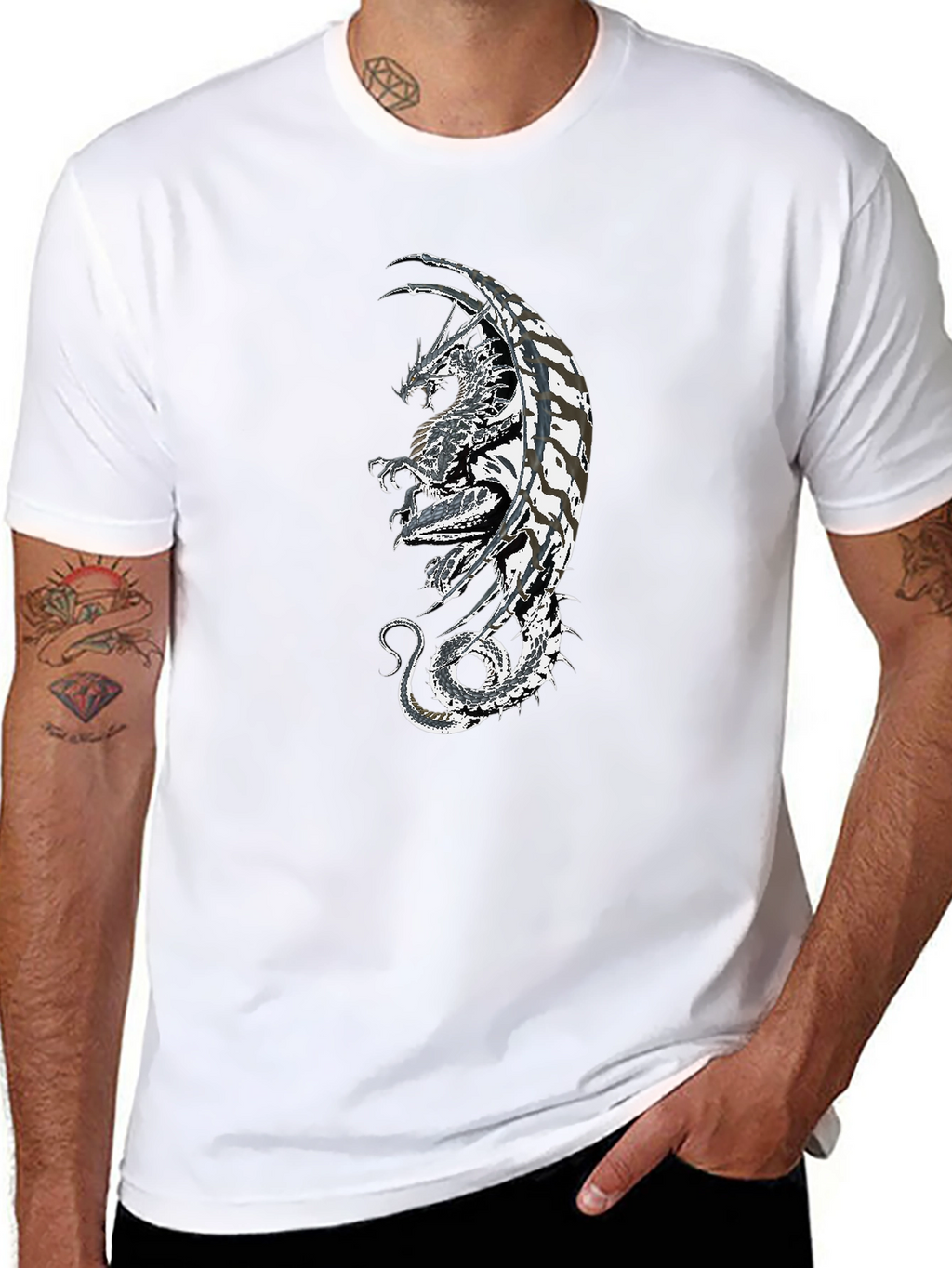Dragon Graphic Black T-Shirt - Fantasy Style