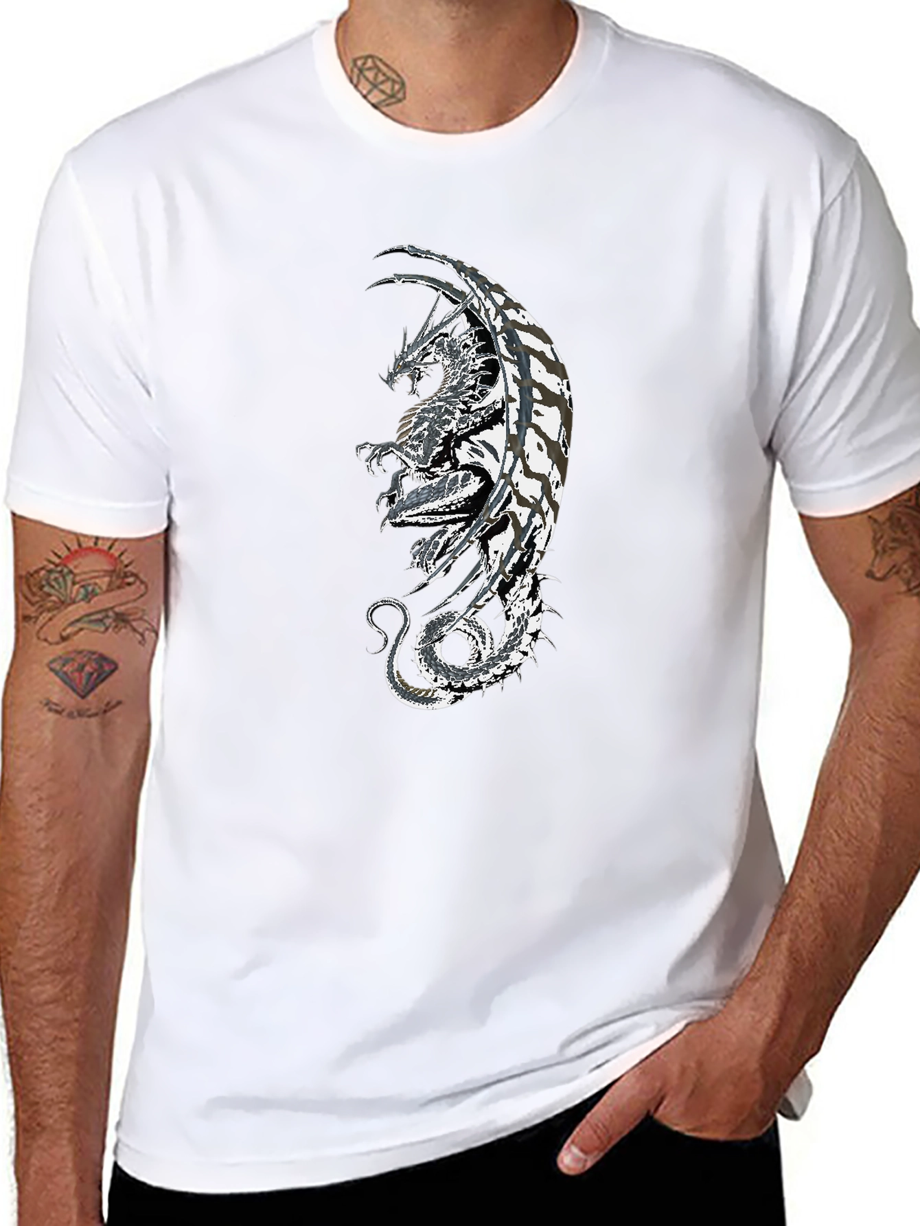 Dragon Graphic Black T-Shirt - Fantasy Style