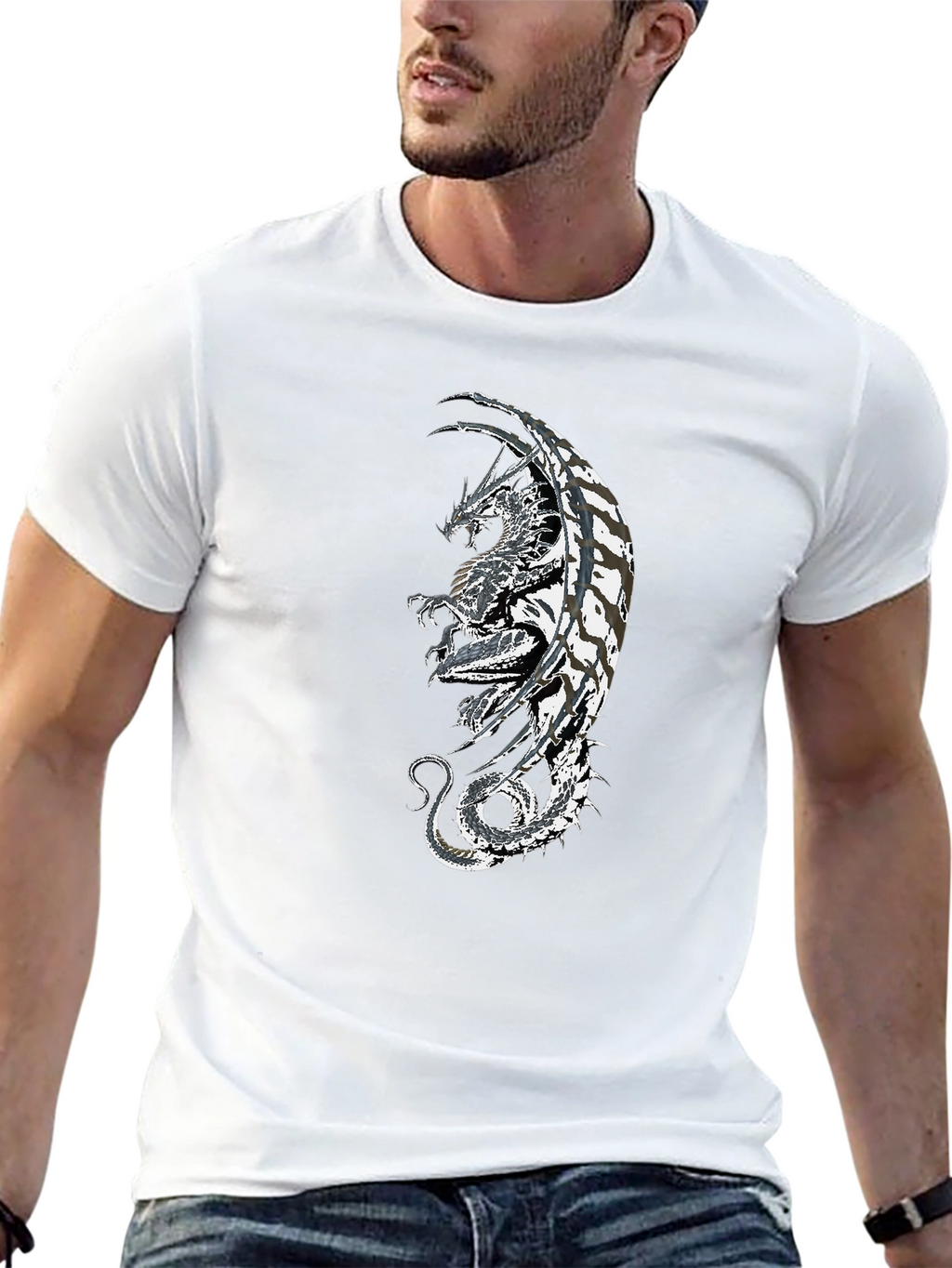 Dragon Graphic Black T-Shirt - Fantasy Style