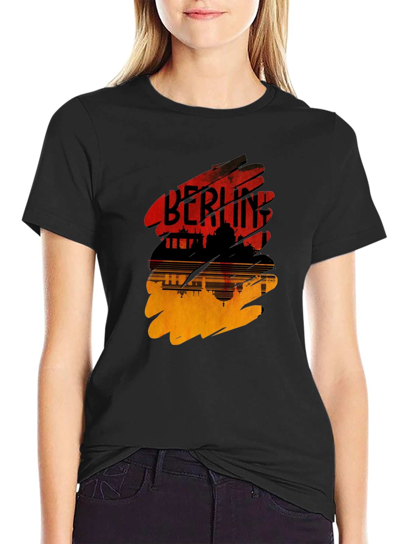 Berlin Skyline Graphic Tee - Stylish Mens Black T-Shirt