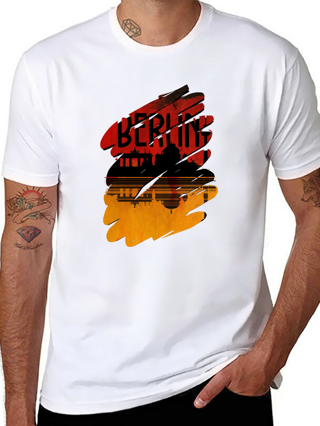 Berlin Skyline Graphic Tee - Stylish Mens Black T-Shirt