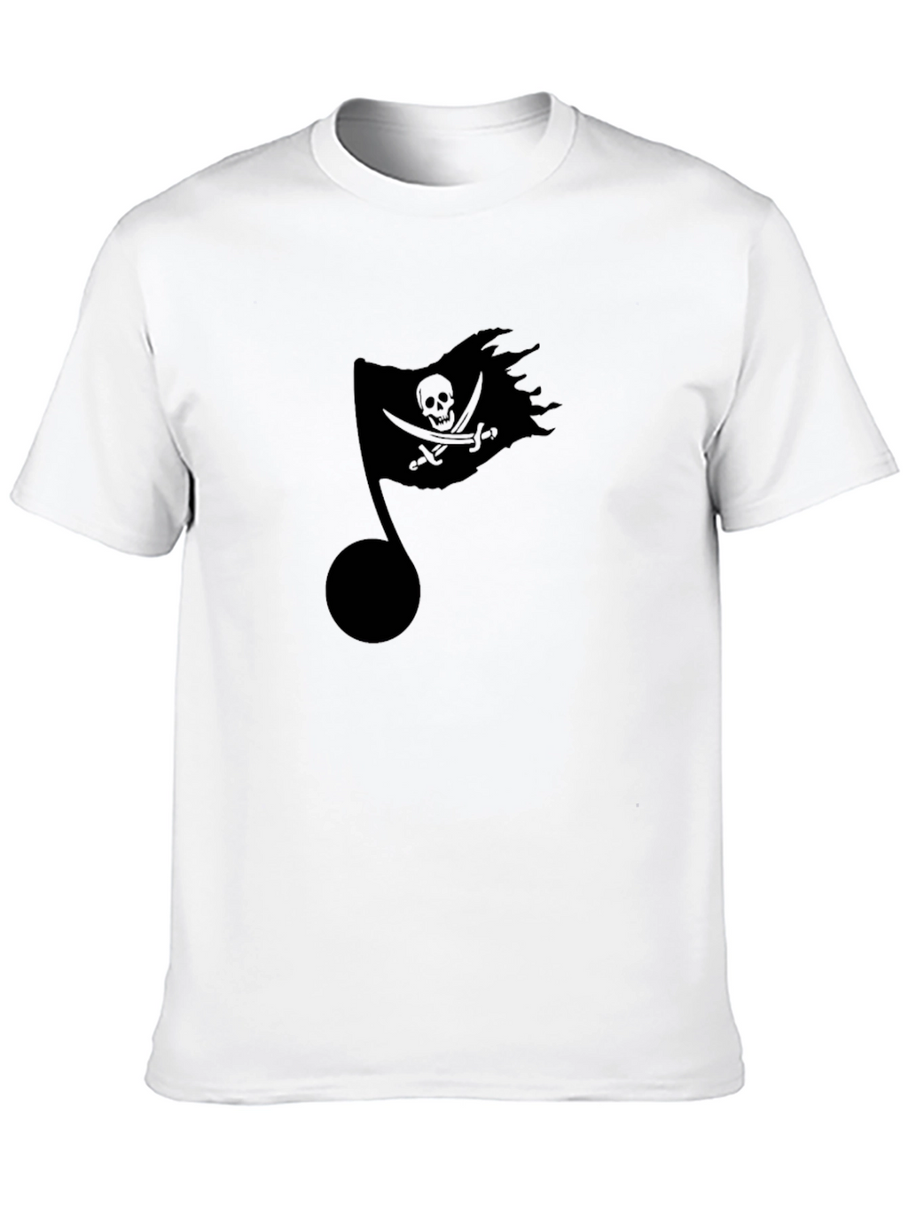 Pirate Flag Music Note Black T-Shirt