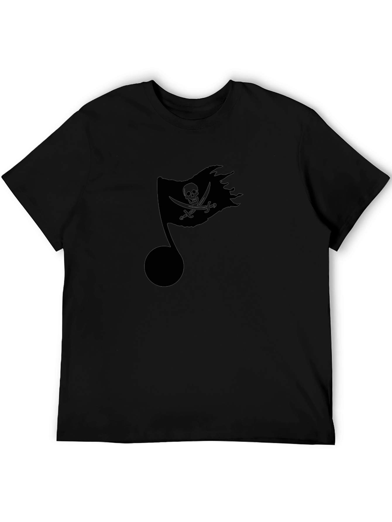 Pirate Flag Music Note Black T-Shirt