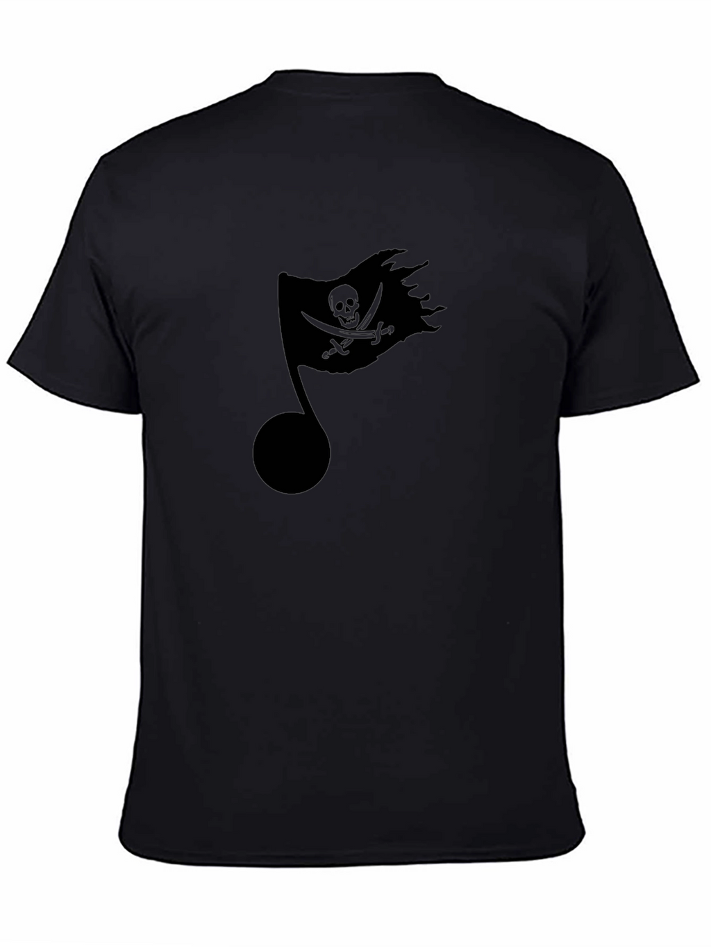Pirate Flag Music Note Black T-Shirt