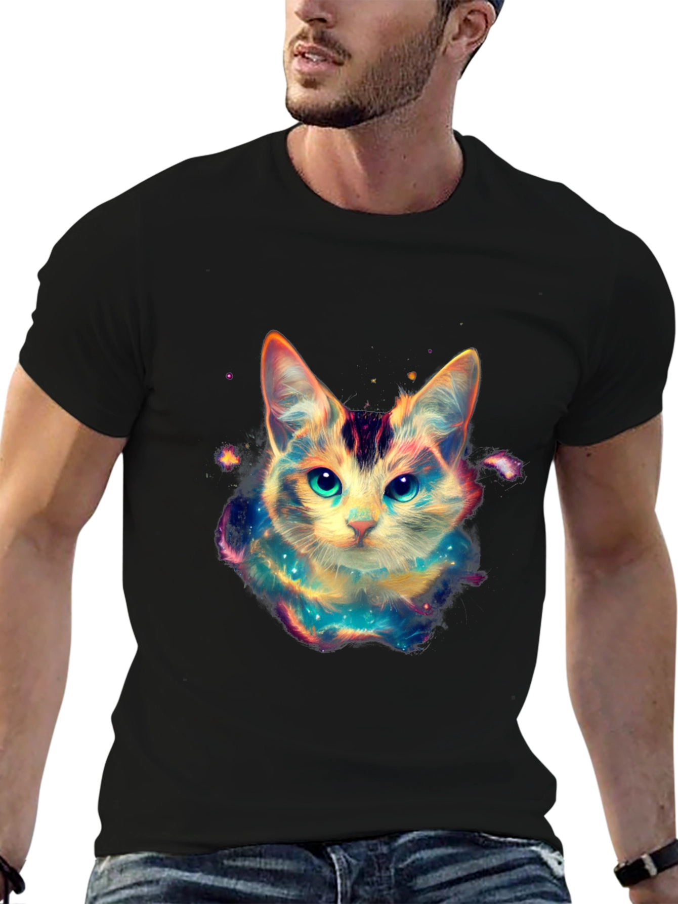 Cosmic Cat Black T-Shirt