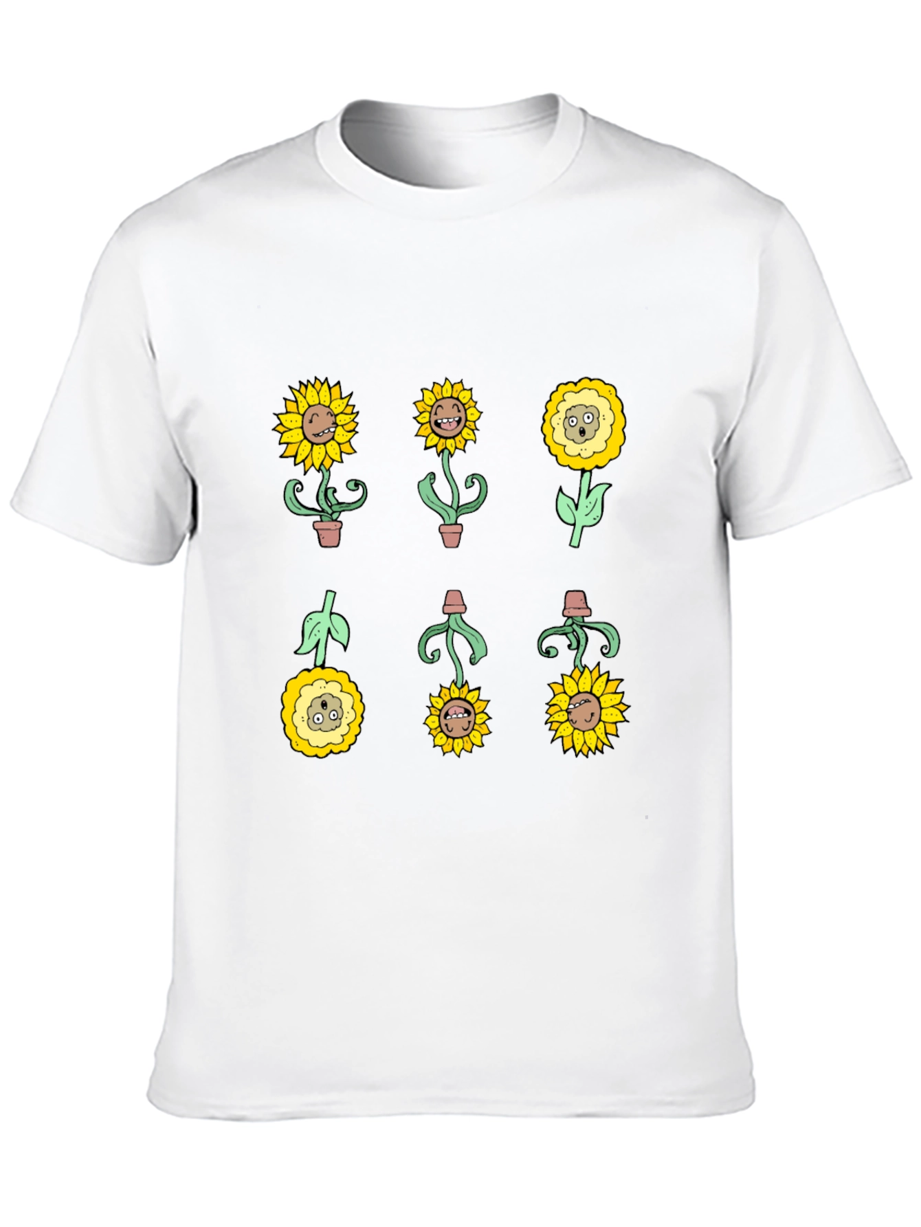 Sunflower Character Graphic Tee - Black Cotton Blend