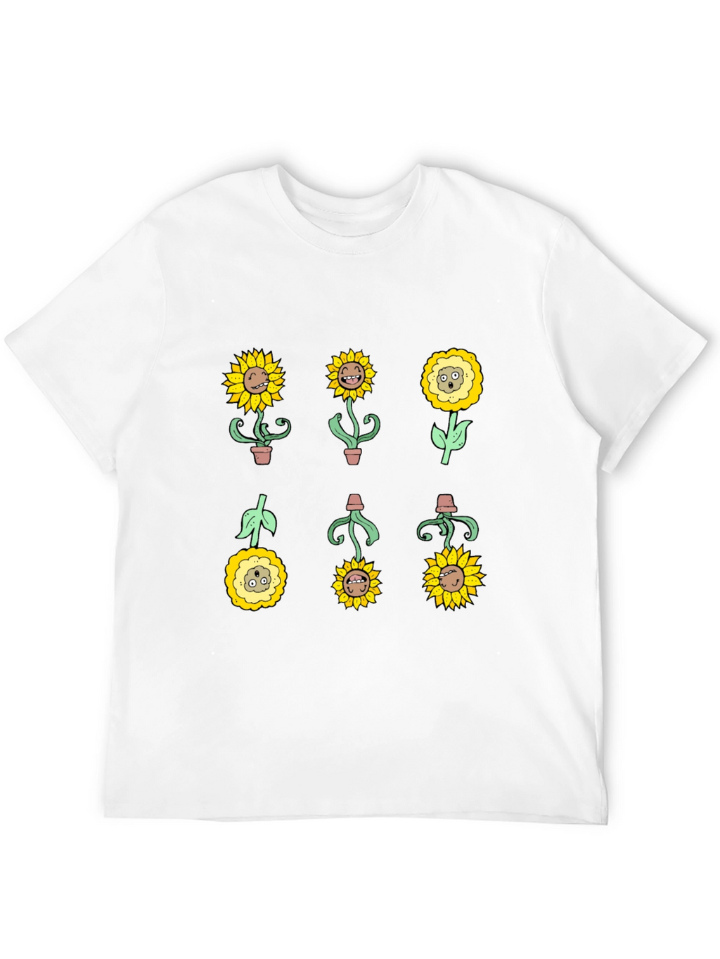 Sunflower Character Graphic Tee - Black Cotton Blend
