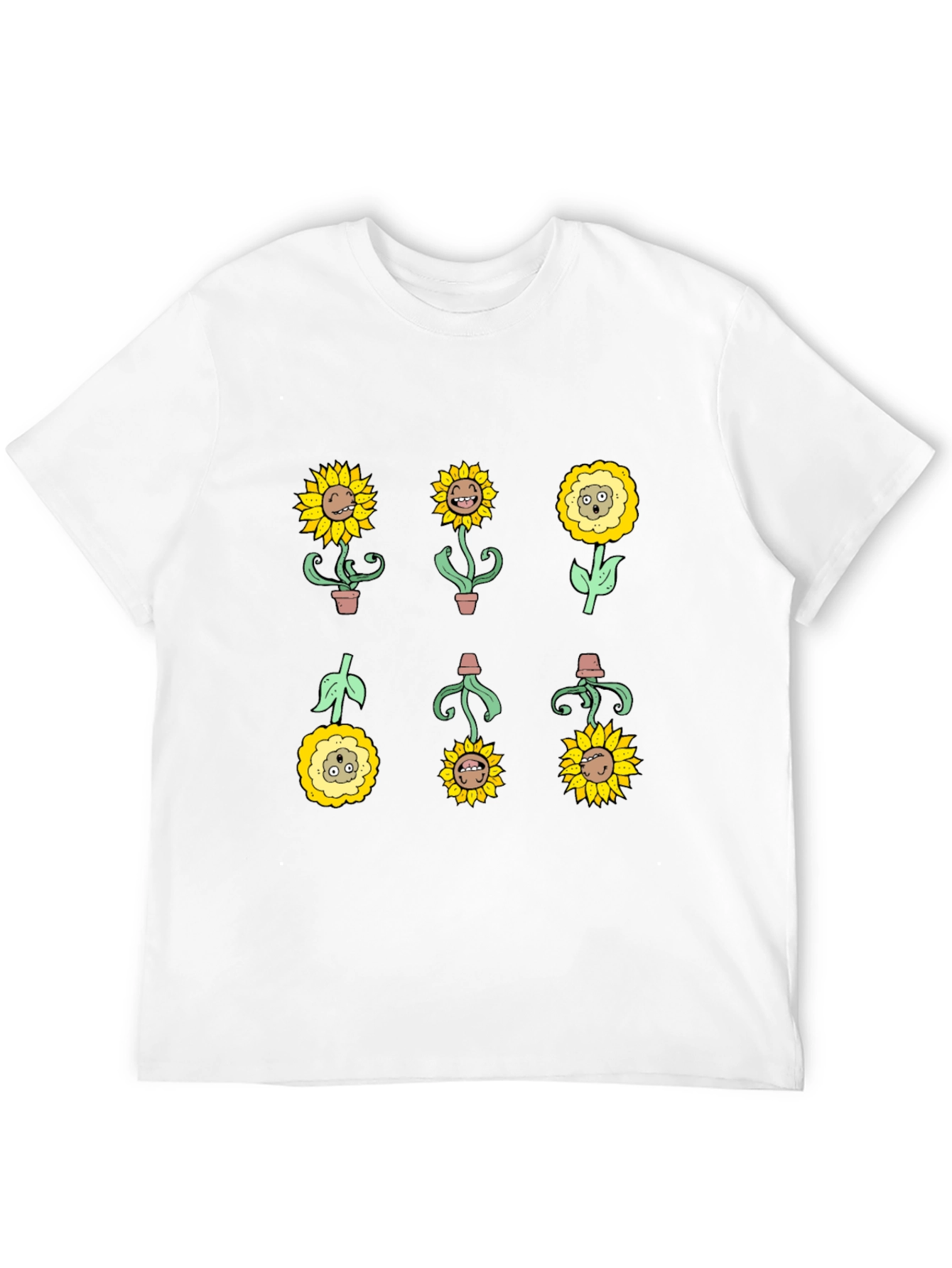 Sunflower Character Graphic Tee - Black Cotton Blend