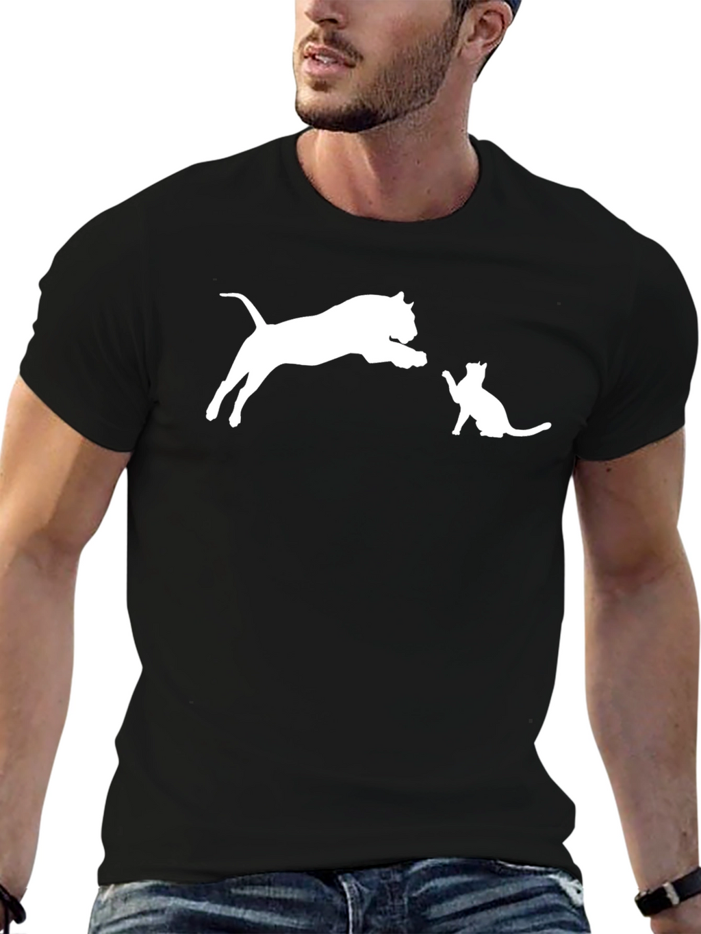 Jumping Cat Black T-Shirt