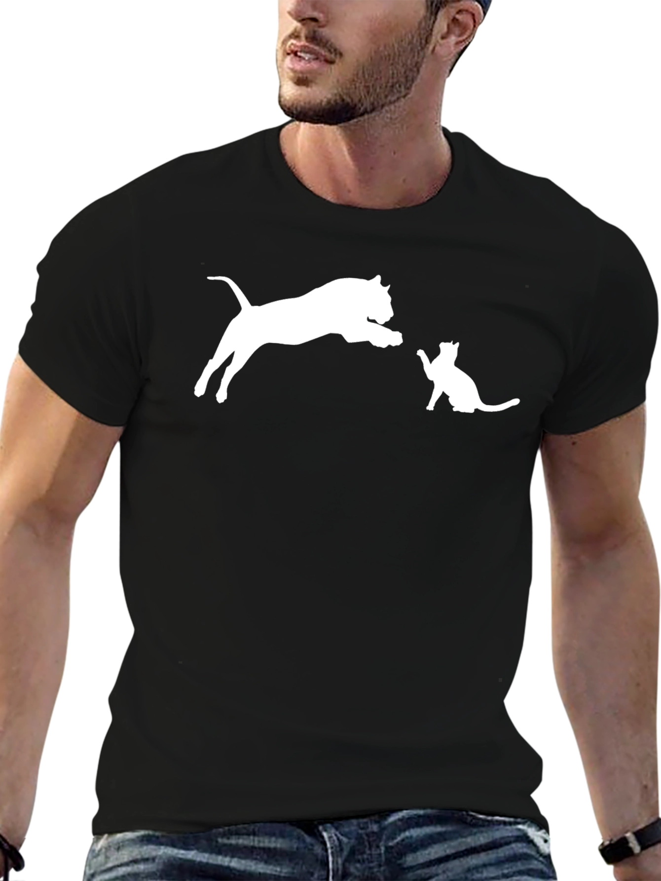 Jumping Cat Black T-Shirt