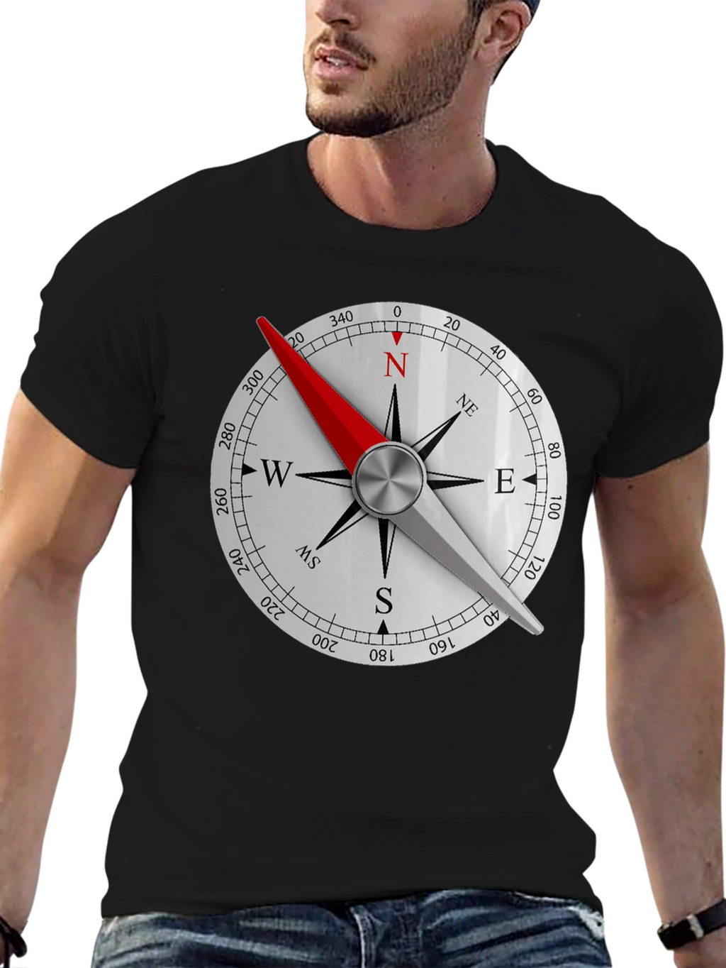 Compass Rose Graphic Black T-Shirt