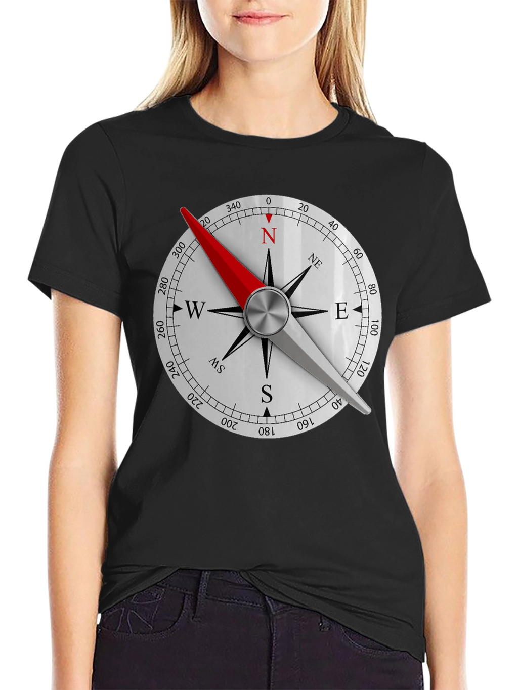 Compass Rose Graphic Black T-Shirt