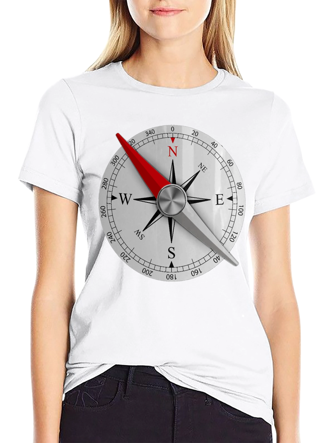 Compass Rose Graphic Black T-Shirt