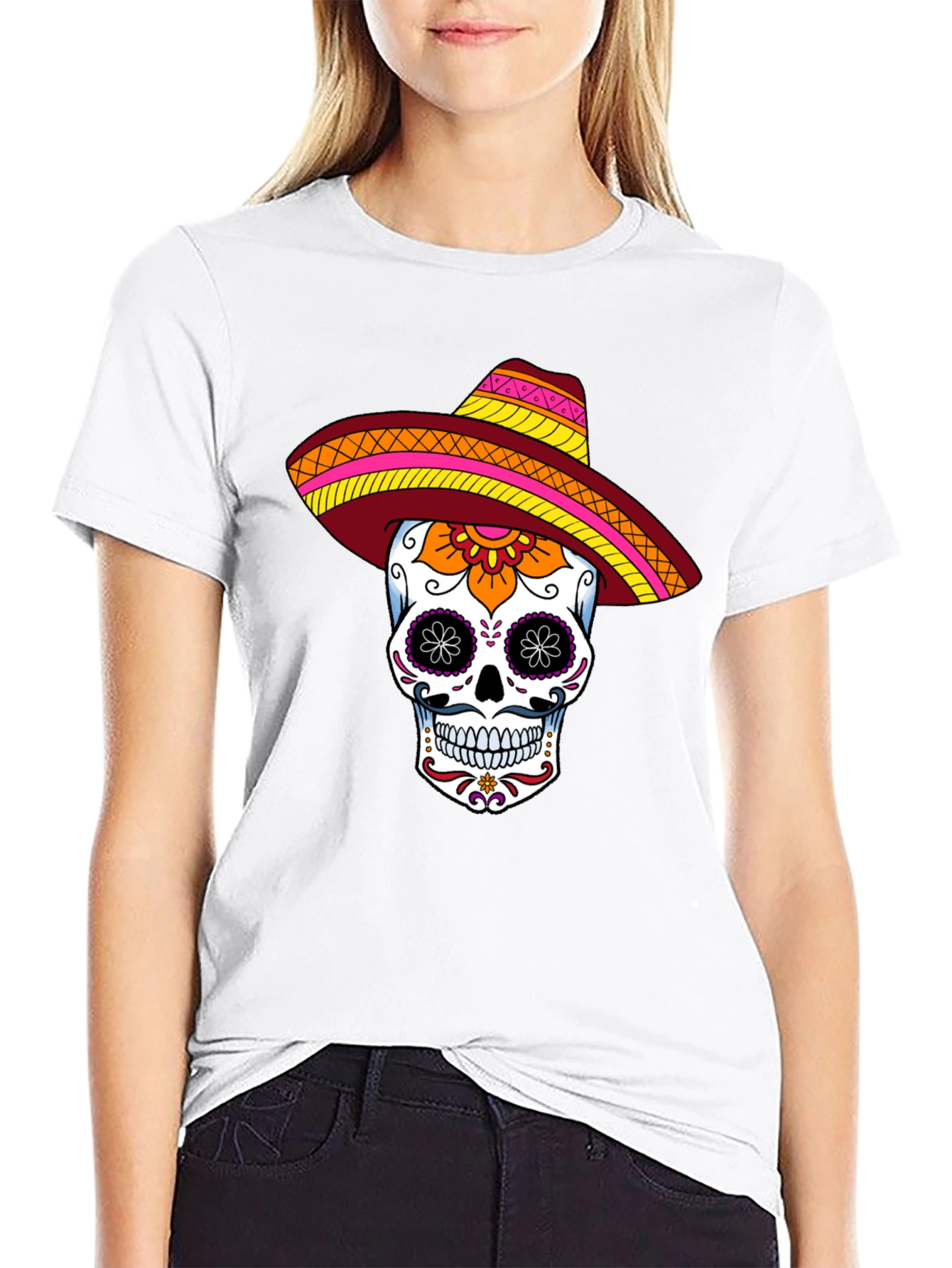 Sugar Skull Sombrero Graphic Tee