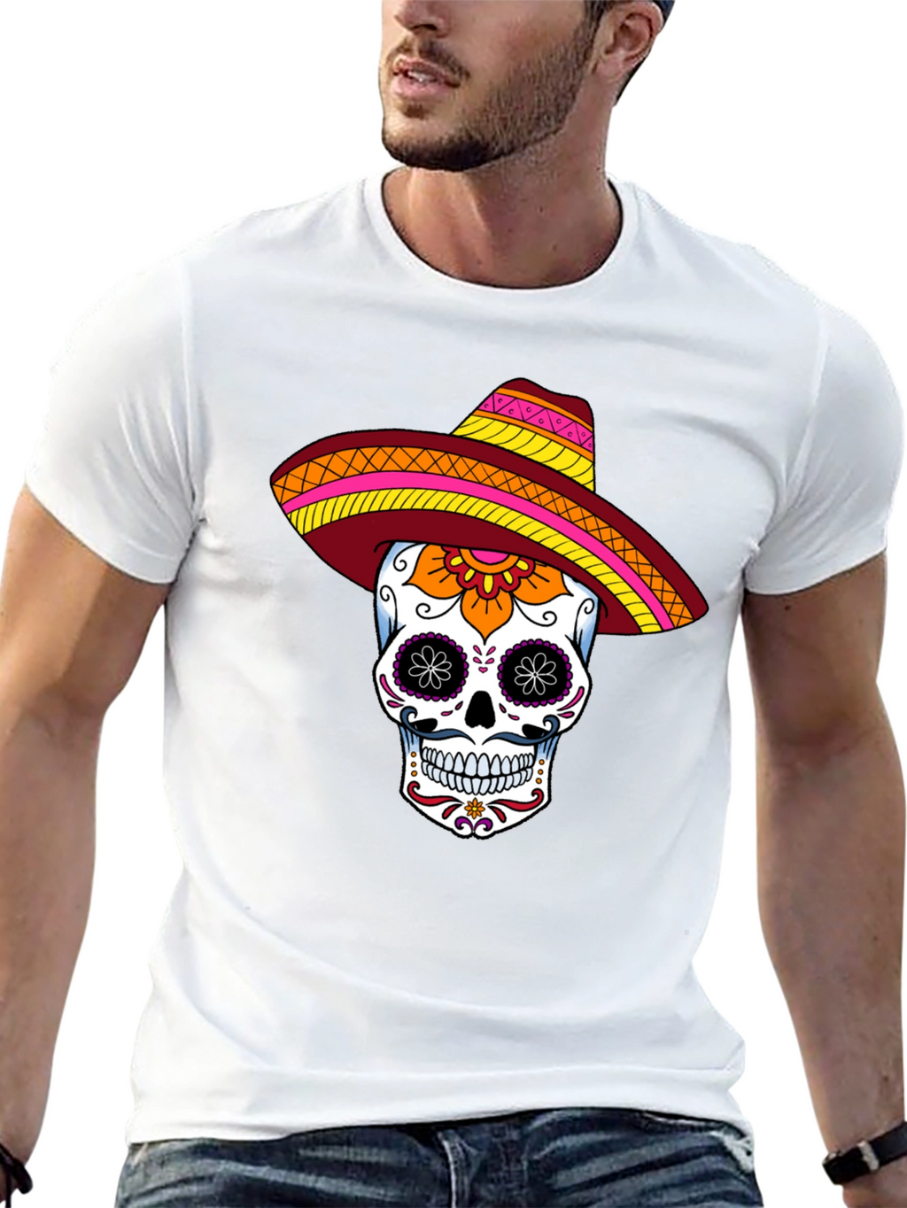 Sugar Skull Sombrero Graphic Tee