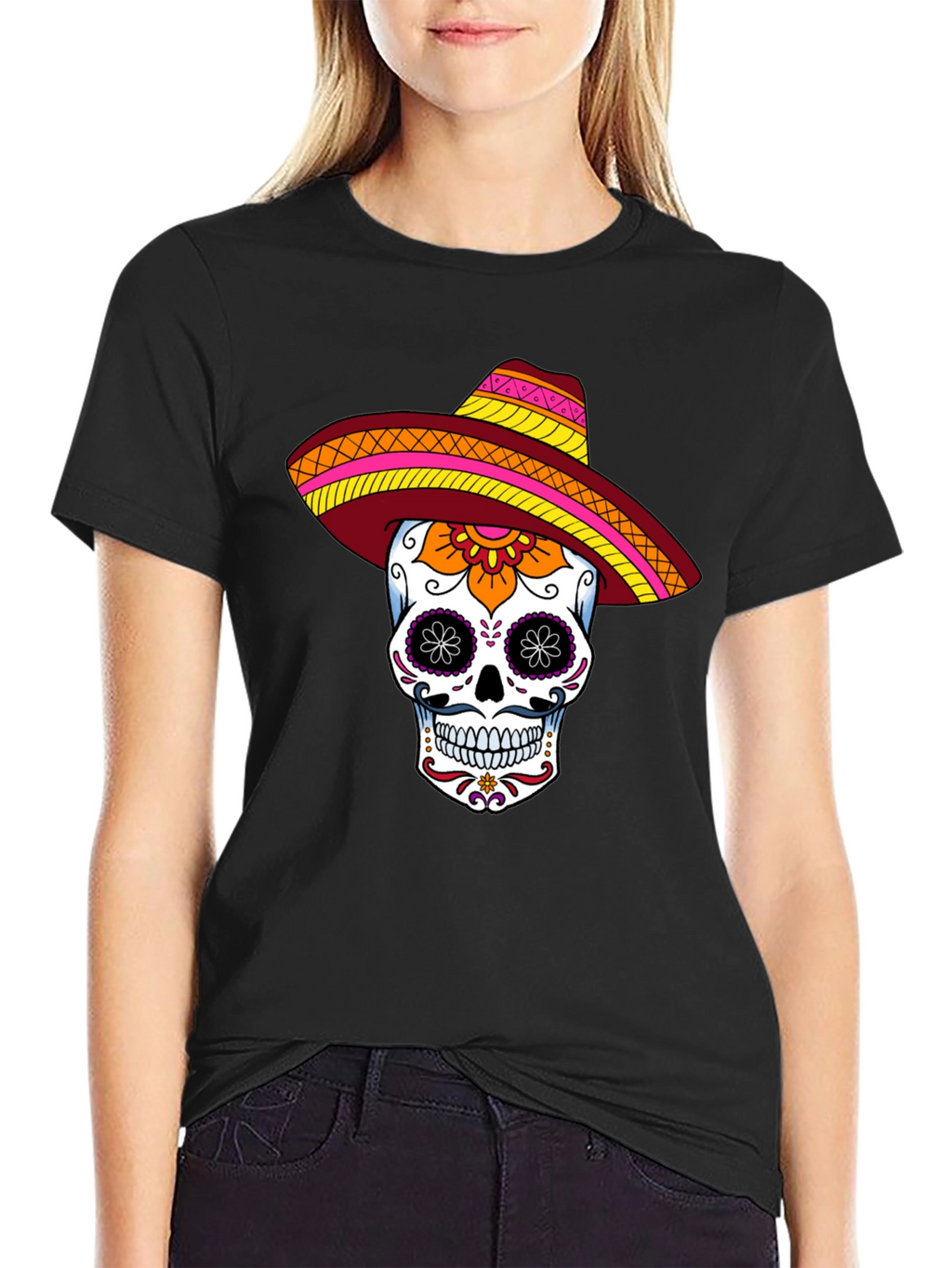Sugar Skull Sombrero Graphic Tee