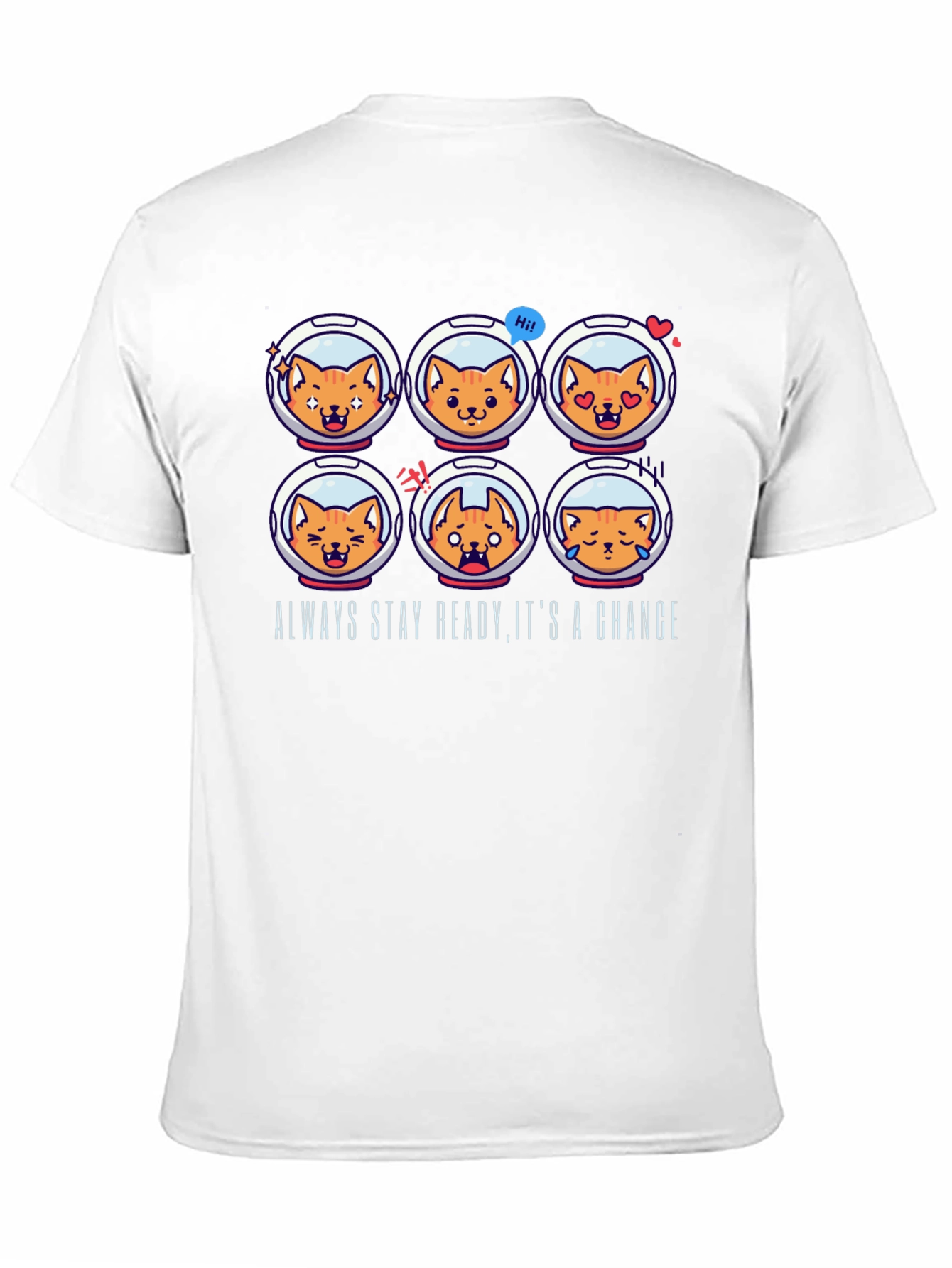 Astronaut Cat Emoji T-Shirt: Always Stay Ready