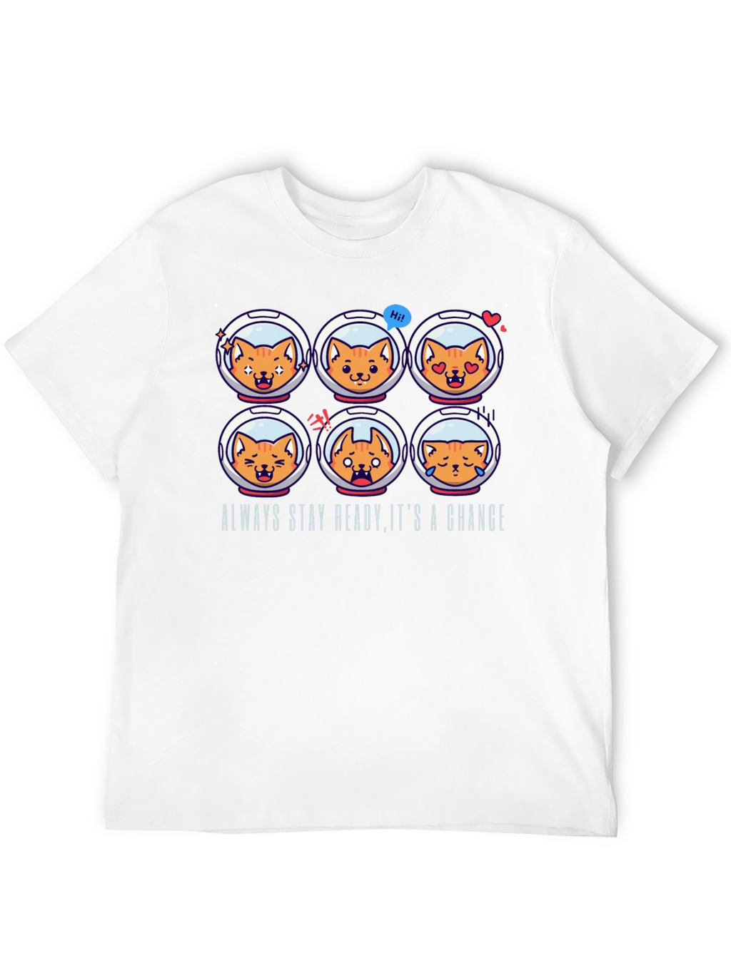 Astronaut Cat Emoji T-Shirt: Always Stay Ready