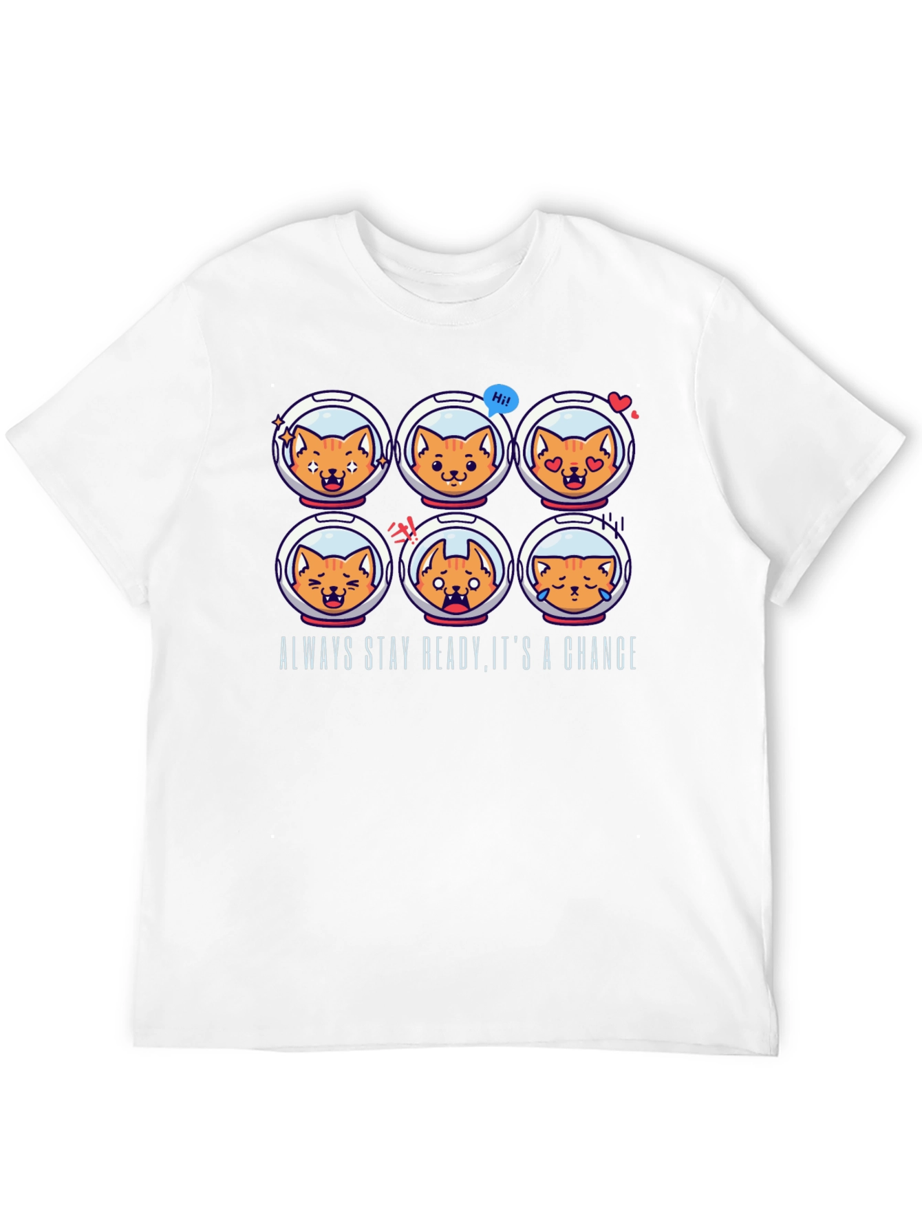 Astronaut Cat Emoji T-Shirt: Always Stay Ready