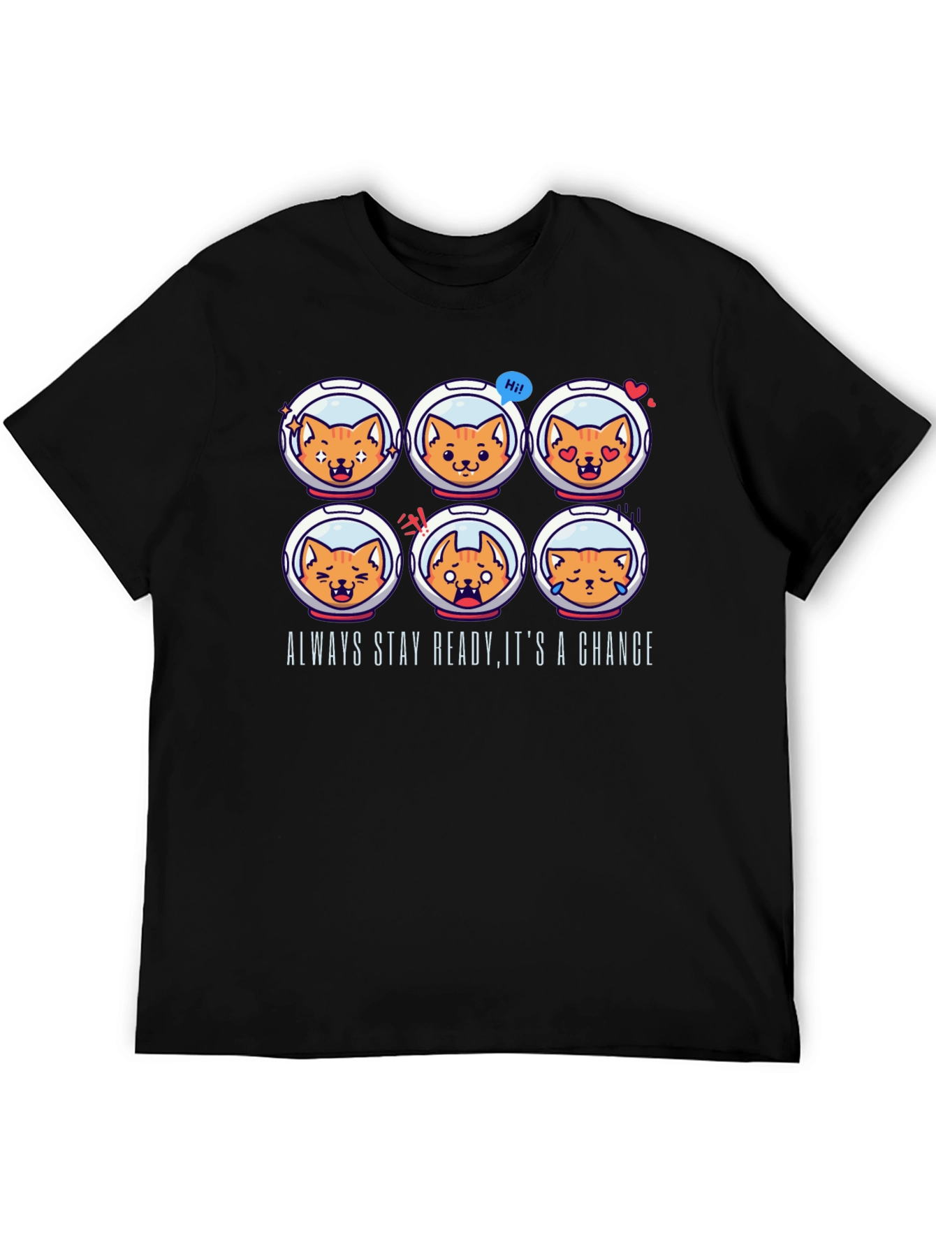 Astronaut Cat Emoji T-Shirt: Always Stay Ready