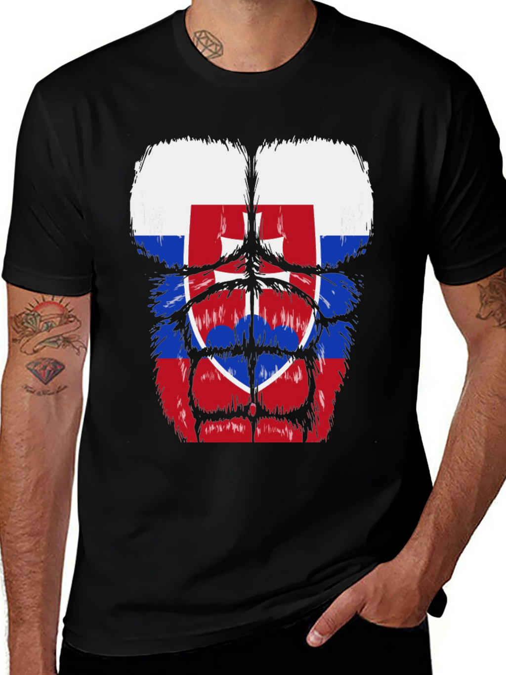 Slovakia Flag Gorilla Body T-Shirt
