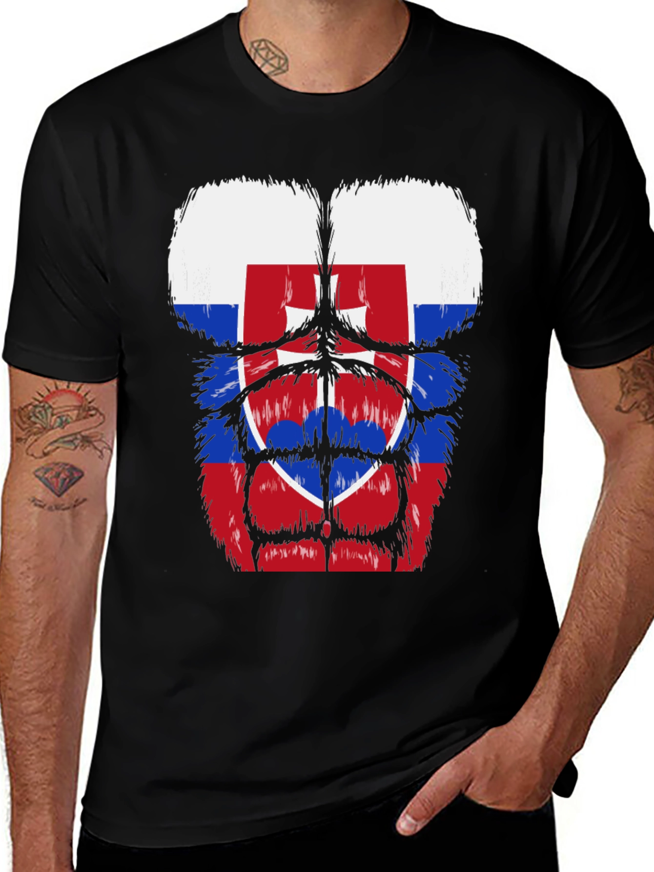 Slovakia Flag Gorilla Body T-Shirt
