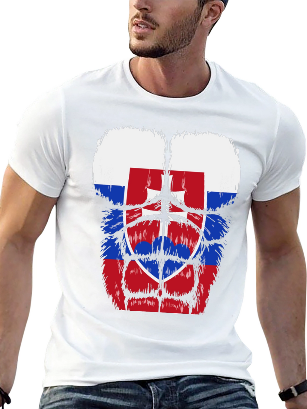 Slovakia Flag Gorilla Body T-Shirt