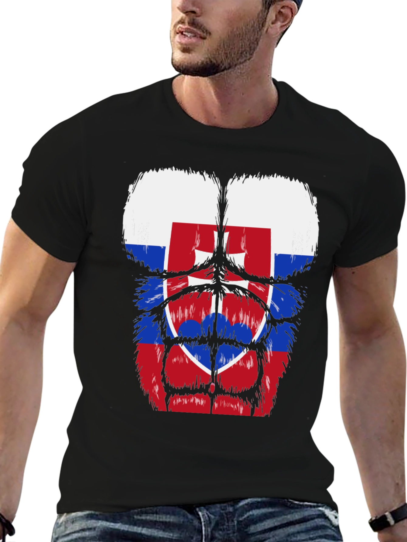 Slovakia Flag Gorilla Body T-Shirt