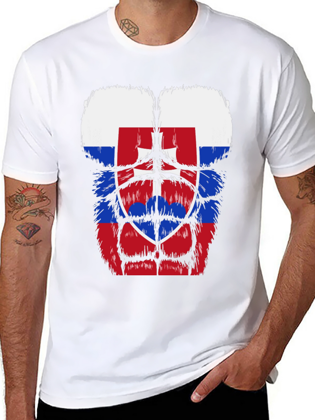 Slovakia Flag Gorilla Body T-Shirt