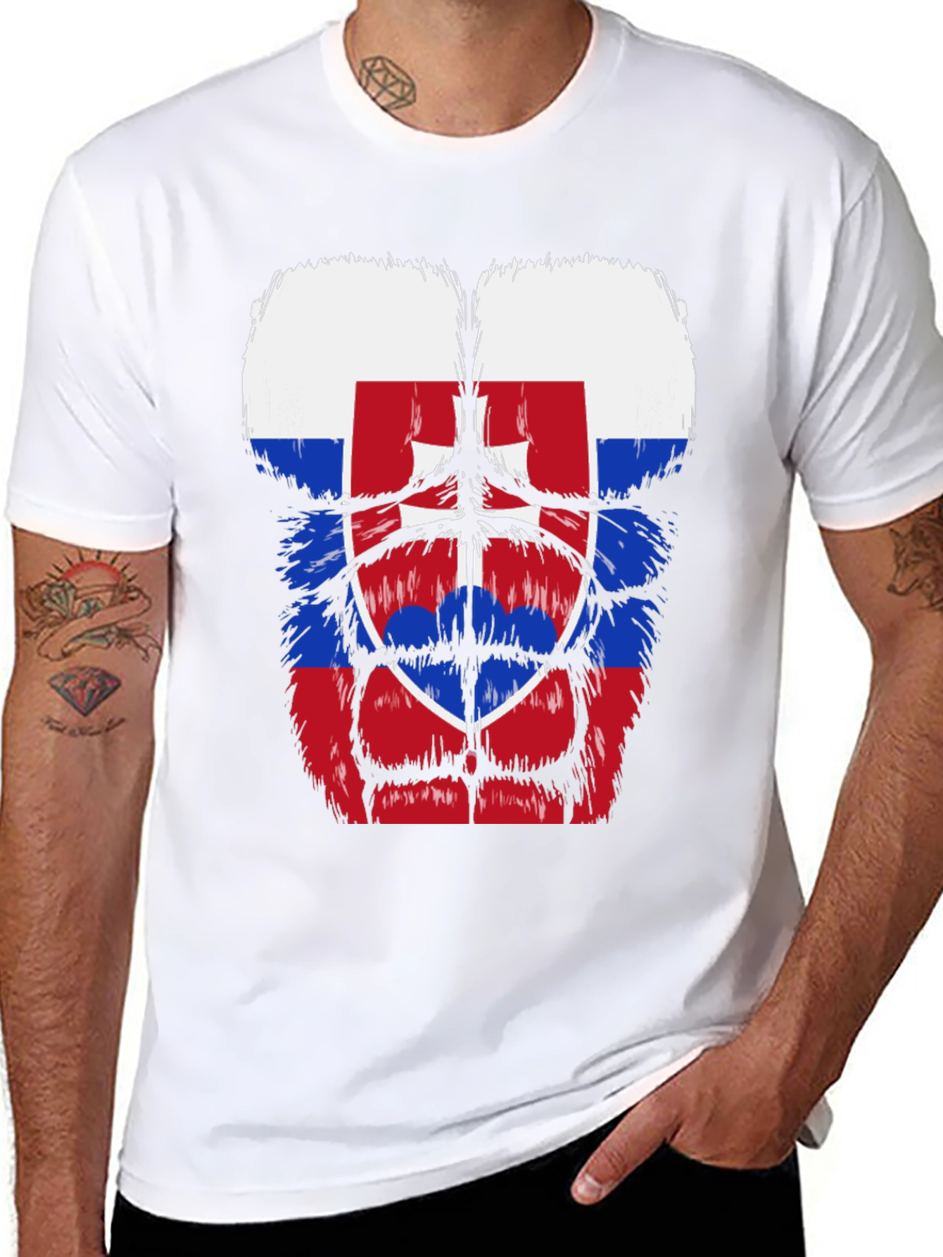Slovakia Flag Gorilla Body T-Shirt