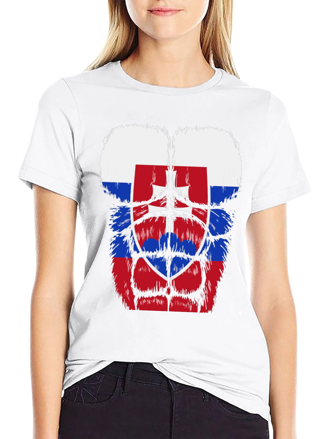 Slovakia Flag Gorilla Body T-Shirt