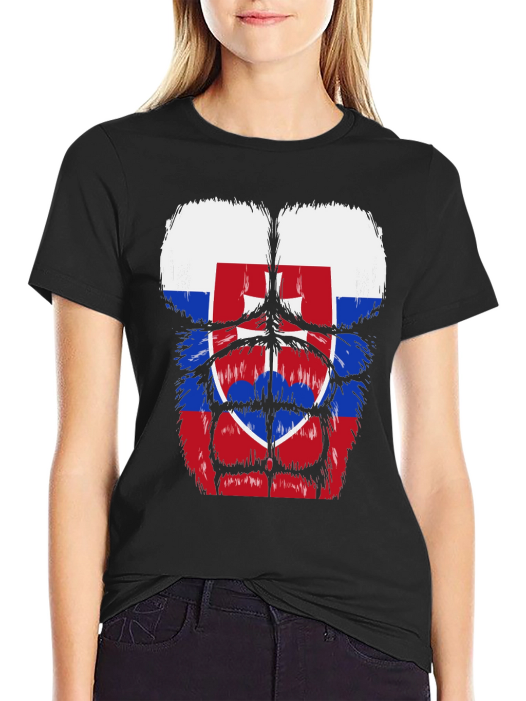 Slovakia Flag Gorilla Body T-Shirt