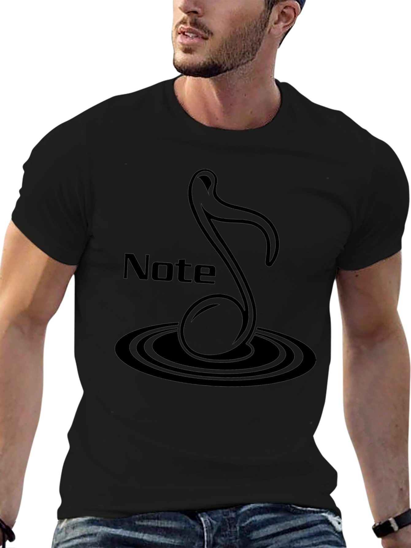 Black Note Graphic Tee - Mens Casual T-Shirt
