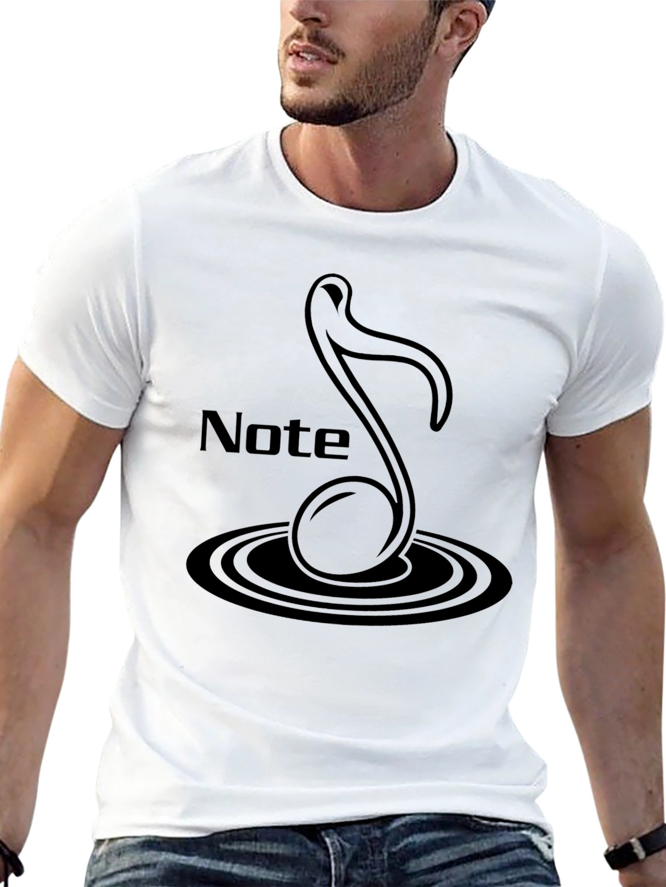 Black Note Graphic Tee - Mens Casual T-Shirt