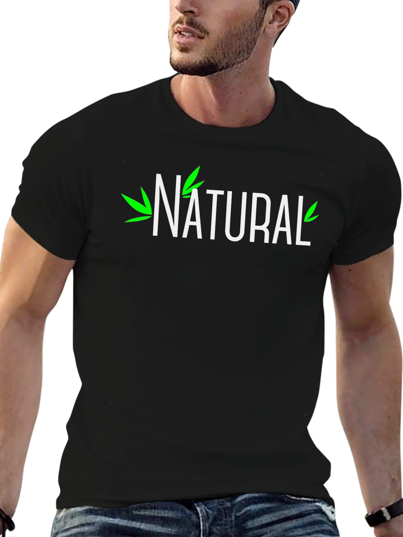 Natural Graphic Print Black T-Shirt