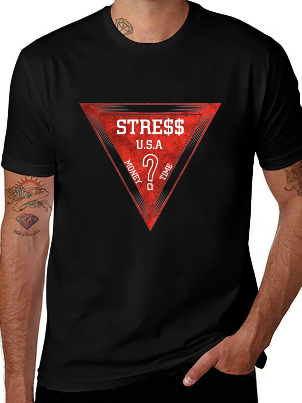 Stress Money Time Tee - Mens Black T-Shirt