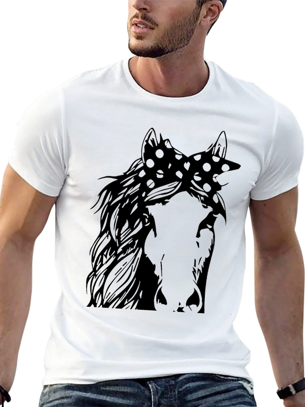 Horse Bandana Graphic Tee - Unisex Black T-Shirt