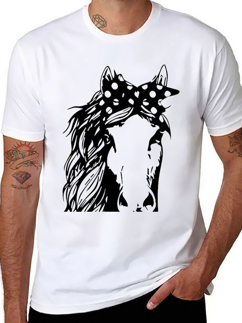 Horse Bandana Graphic Tee - Unisex Black T-Shirt