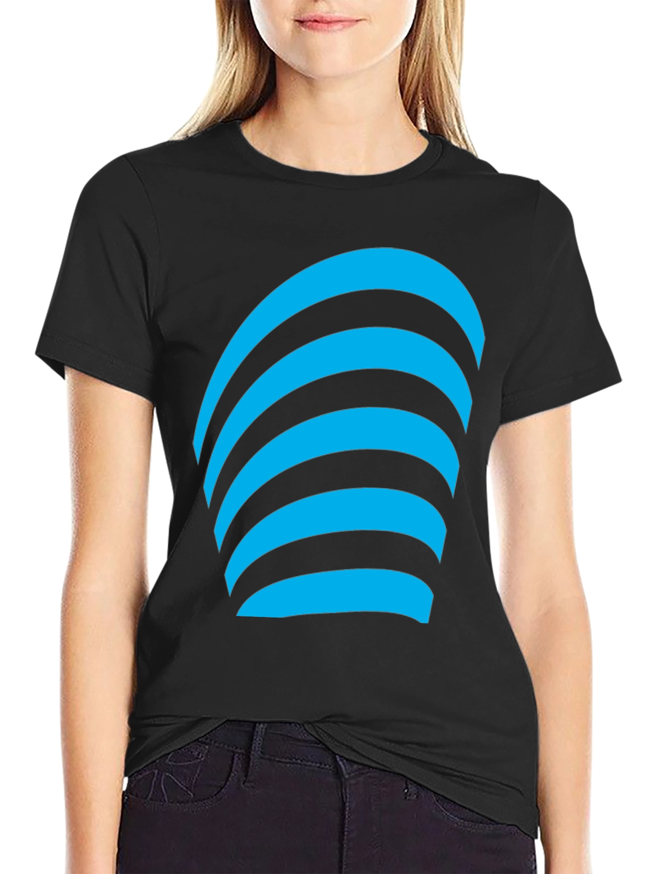 Modern Graphic Tee - Blue Curve Design