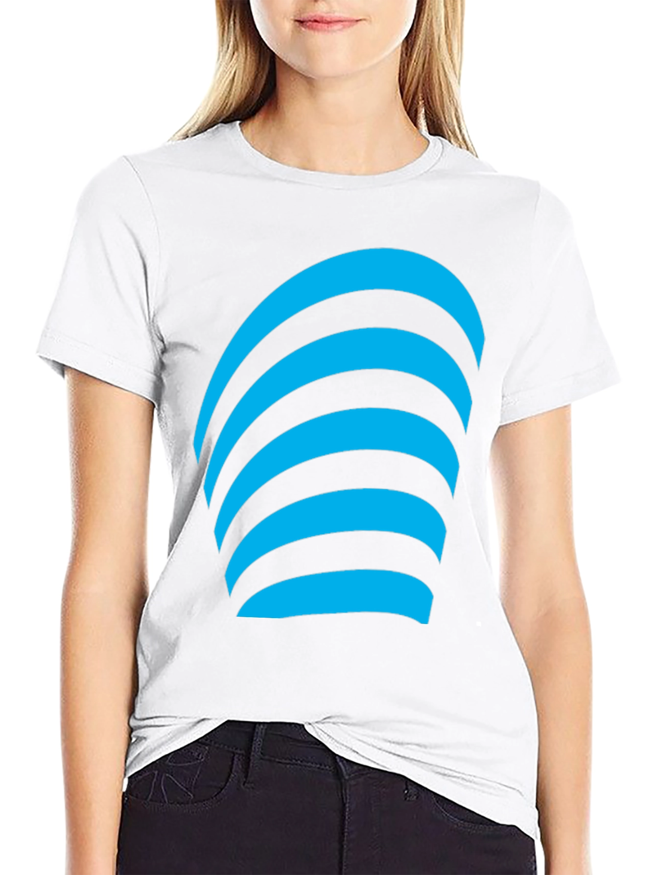 Modern Graphic Tee - Blue Curve Design