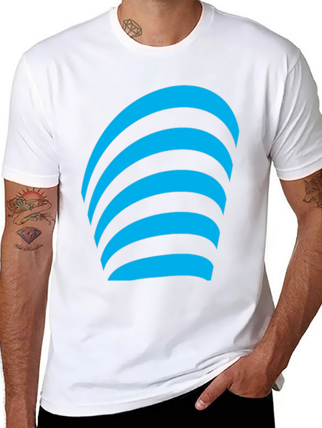 Modern Graphic Tee - Blue Curve Design