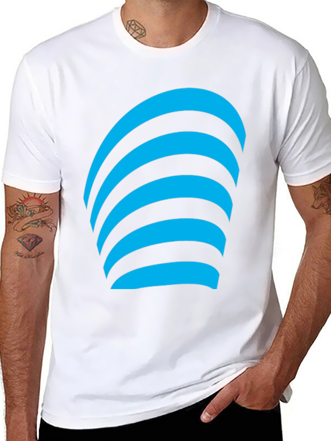 Modern Graphic Tee - Blue Curve Design