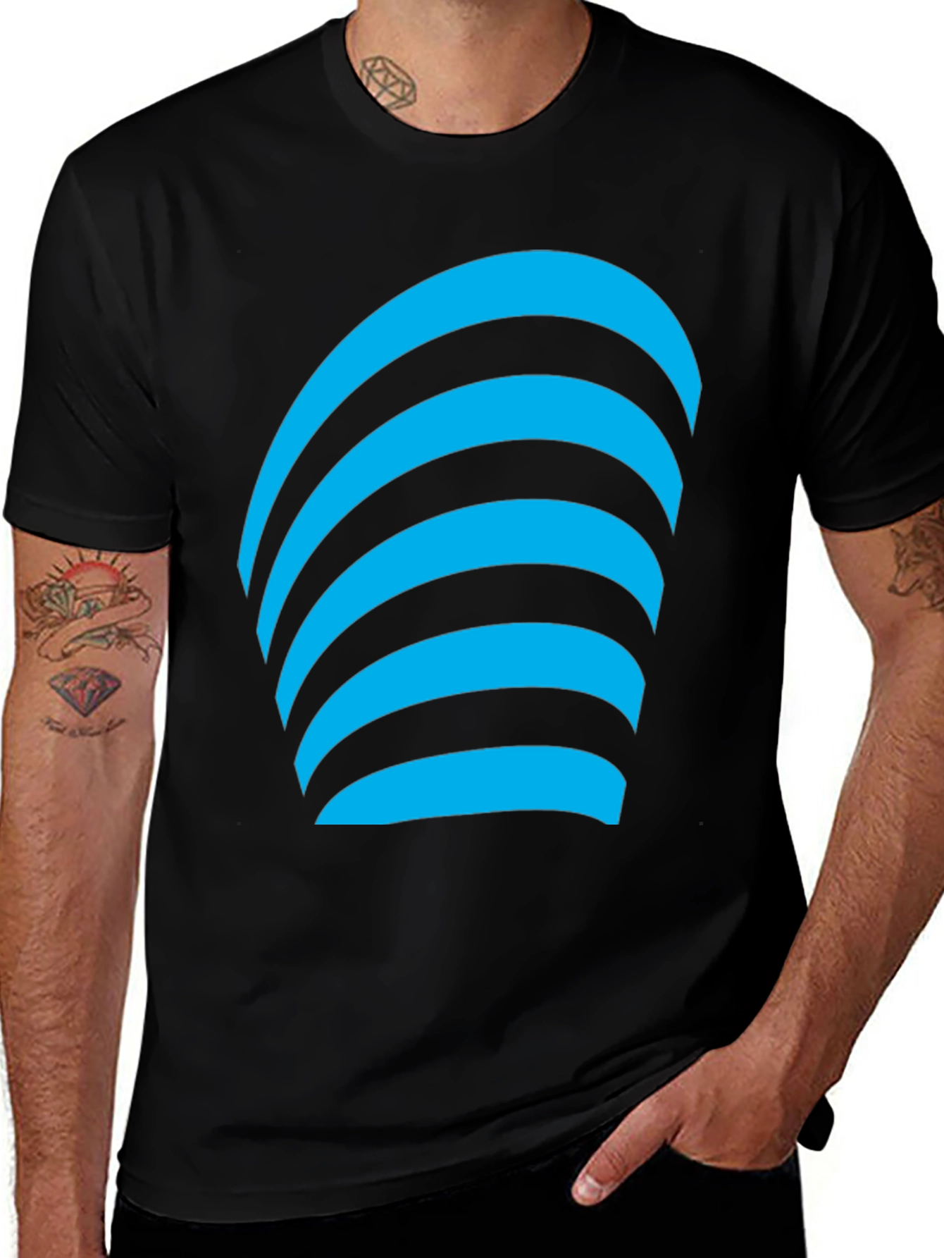 Modern Graphic Tee - Blue Curve Design