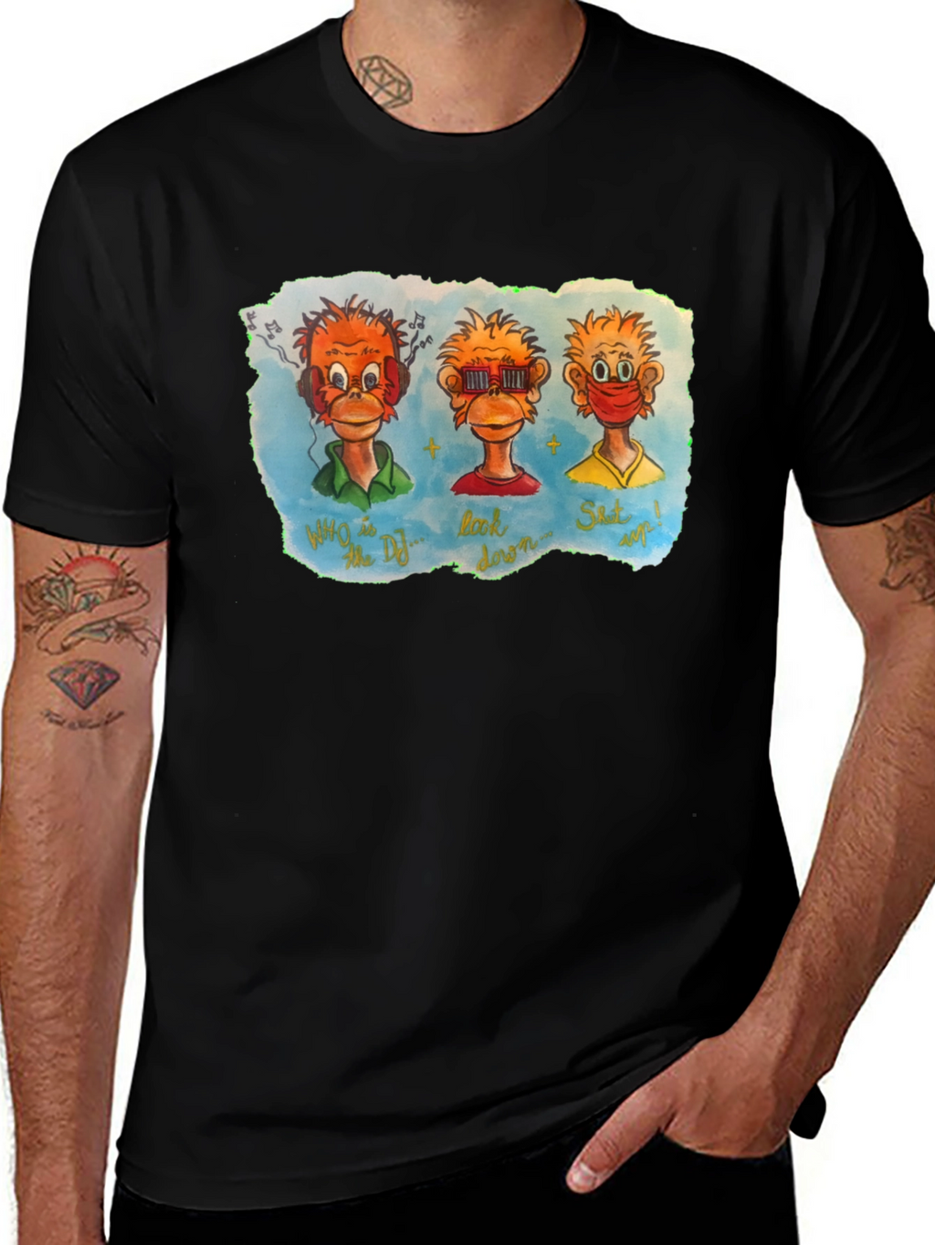 Three Monkeys Graphic T-Shirt