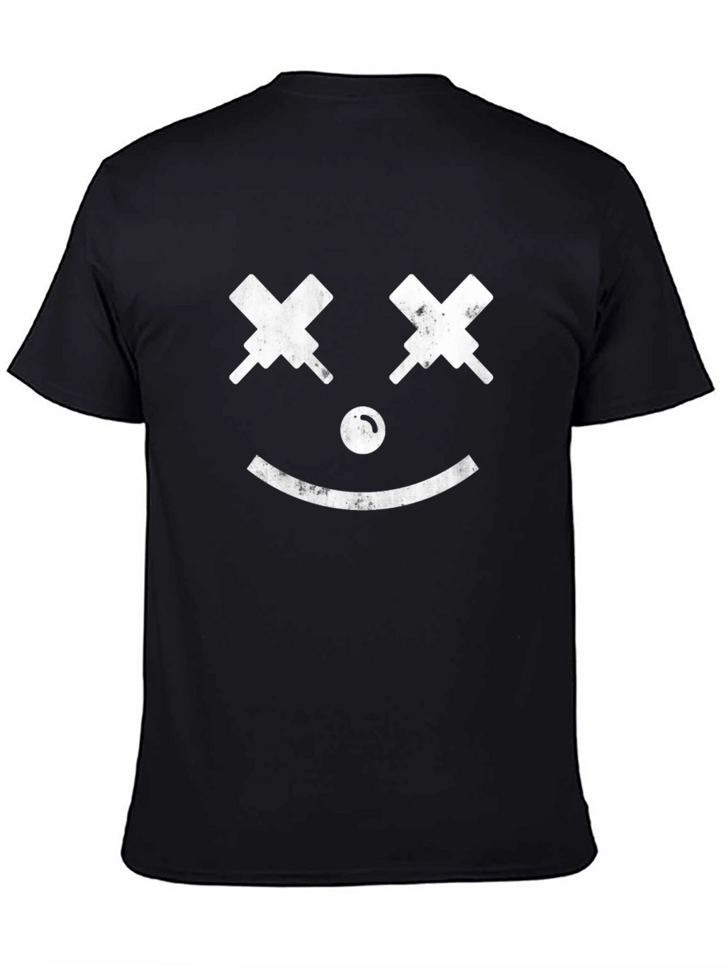 Smiley Face Graphic T-Shirt - Black Cotton Tee