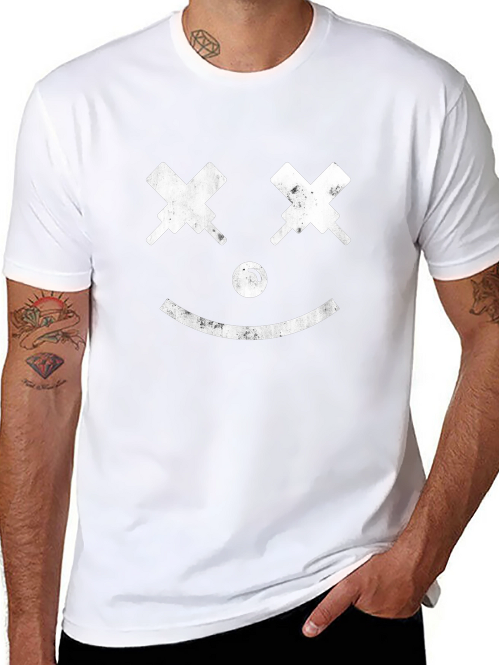 Smiley Face Graphic T-Shirt - Black Cotton Tee