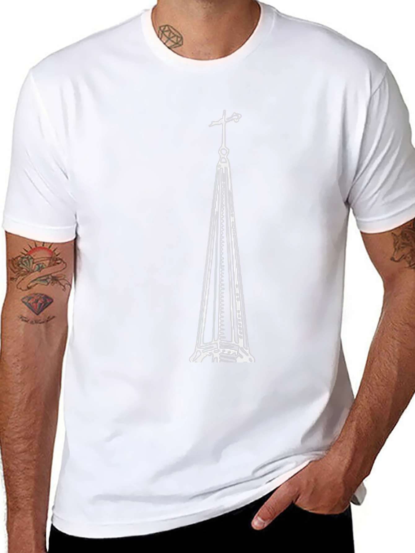 Eiffel Tower Outline Graphic Tee - Black