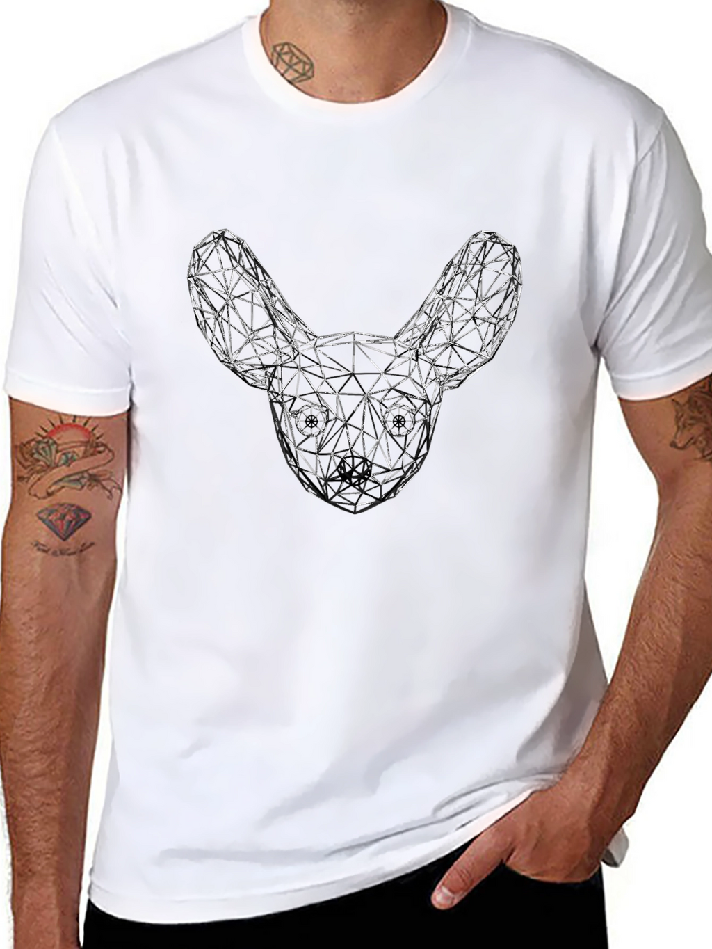 Geometric Dog Head Graphic Tee - Unisex Black T-Shirt