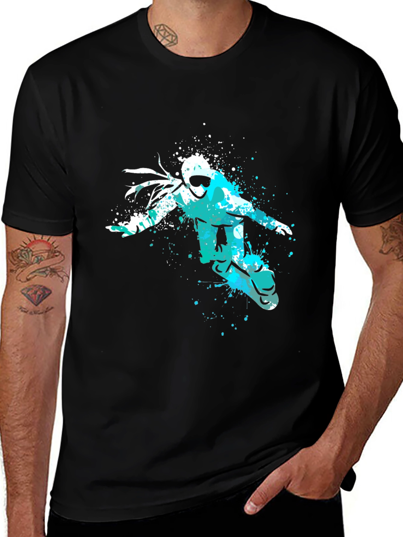 Snowboarder Graphic Tee - Black Cotton Comfort