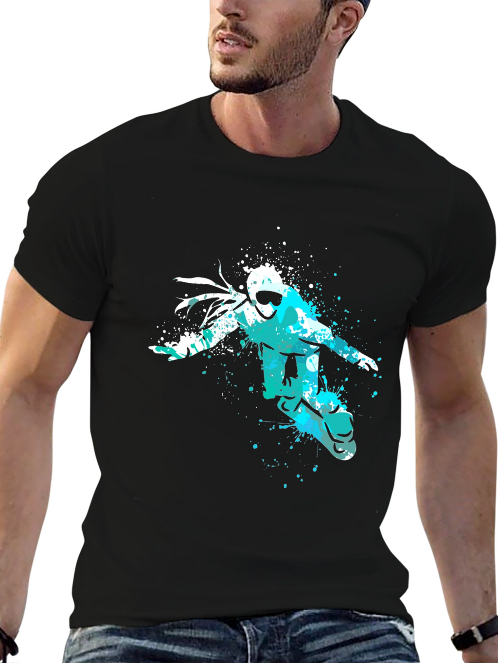 Snowboarder Graphic Tee - Black Cotton Comfort